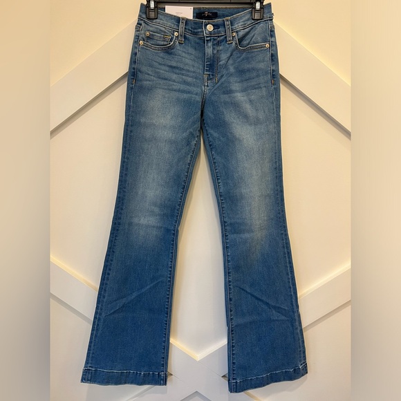 7 For All Mankind Dojo Original Jeans Trouser NWT Size 26 7FAMK Blue Stitching - Picture 7 of 11